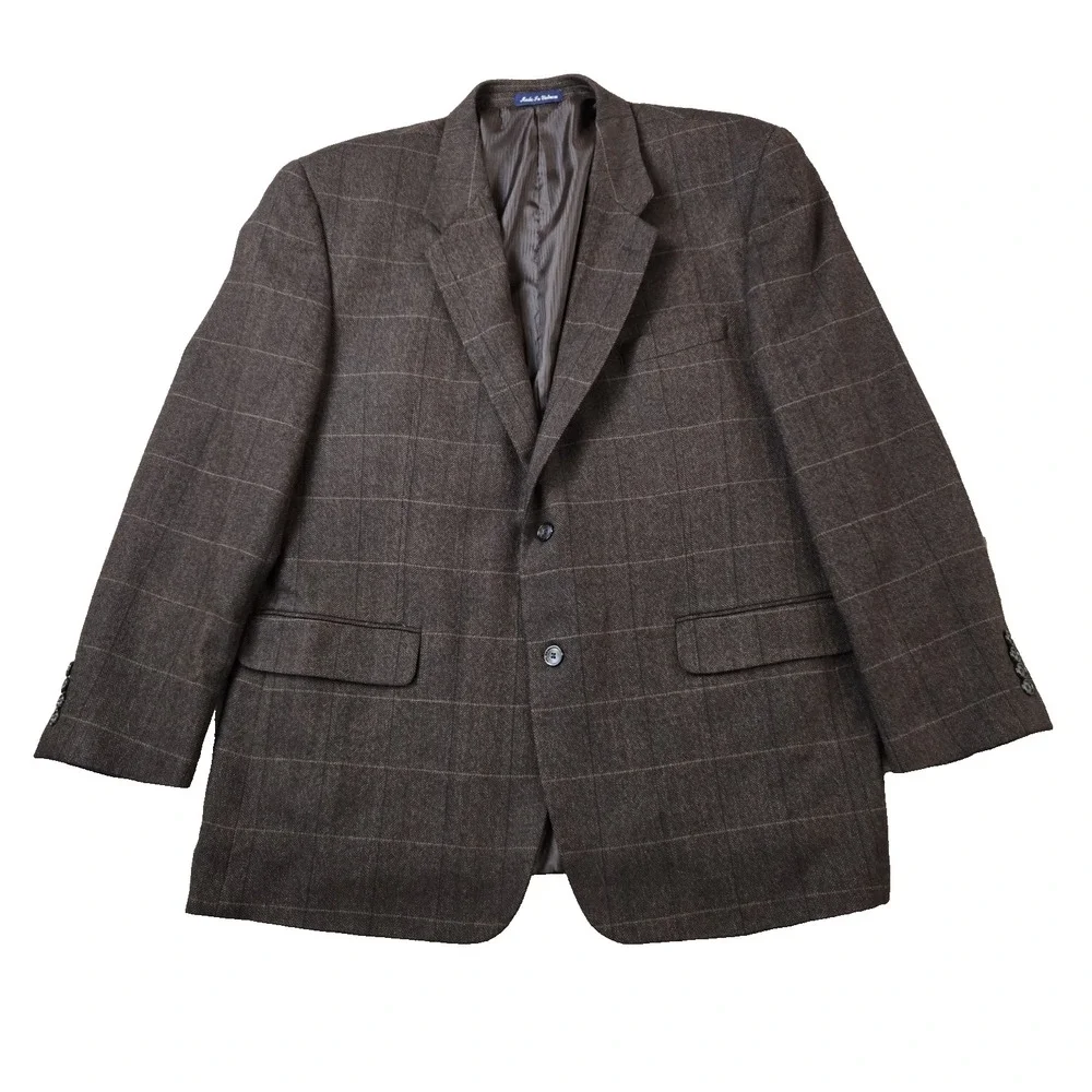 Alan Flusser Men's Single Breasted Sport Coat  Blazer Lambswool‎ Cashmere 48R